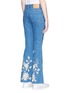 Back View - Click To Enlarge - GUCCI - Metallic floral embroidered boot cut jeans