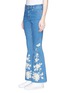 Front View - Click To Enlarge - GUCCI - Metallic floral embroidered boot cut jeans