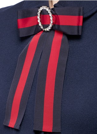 Detail View - Click To Enlarge - GUCCI - Jewelled Web bow wool melton jacket