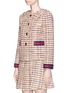 Detail View - Click To Enlarge - GUCCI - Bow wool blend tweed hooded blazer