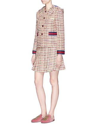 Figure View - Click To Enlarge - GUCCI - Bow wool blend tweed hooded blazer