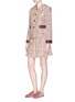 Figure View - Click To Enlarge - GUCCI - Bow wool blend tweed hooded blazer
