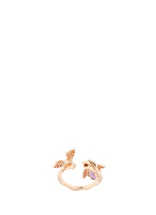 Figure View - Click To Enlarge - ANYALLERIE - 'Bumble Bee' diamond gemstone 18k rose gold open ring