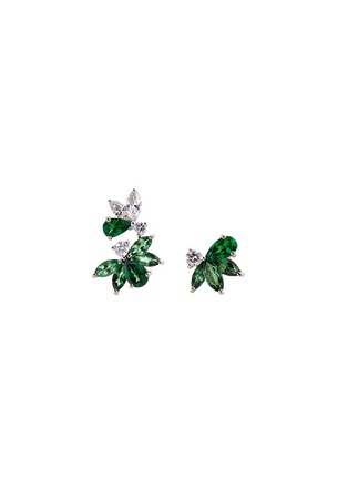 Main View - Click To Enlarge - ANYALLERIE - 'Bumble Bee' diamond tsavorite 18k rose gold mismatched earrings