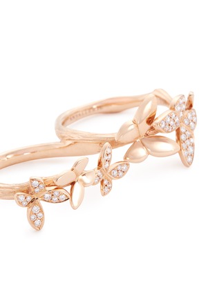 Detail View - Click To Enlarge - ANYALLERIE - 'Butterfly' diamond 18k rose gold two finger ring