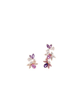 Main View - Click To Enlarge - ANYALLERIE - 'Bumble Bee' diamond gemstone 18k rose gold mismatched earrings