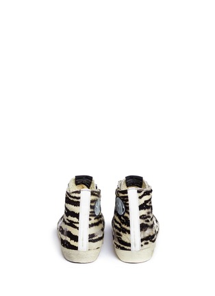 Back View - Click To Enlarge - GOLDEN GOOSE - 'Francy' zebra print leather high top sneakers