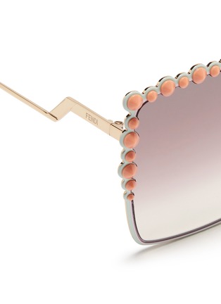 Detail View - Click To Enlarge - FENDI - Stud corner metal square sunglasses