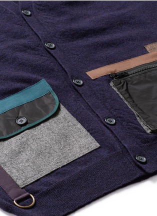 Detail View - Click To Enlarge - KOLOR - Contrast pocket wool cardigan