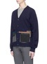 Front View - Click To Enlarge - KOLOR - Contrast pocket wool cardigan
