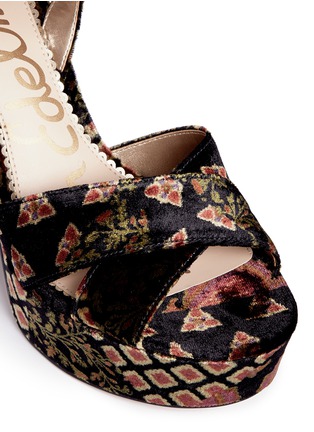 Detail View - Click To Enlarge - SAM EDELMAN - 'Mara' graphic print velvet sandals