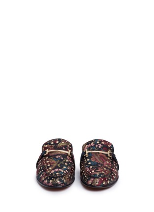 Front View - Click To Enlarge - SAM EDELMAN - 'Marilyn' stud horsebit floral and bird jacquard slides