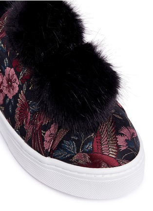 Detail View - Click To Enlarge - SAM EDELMAN - 'Leya' pompom floral and bird jacquard flatform sneakers