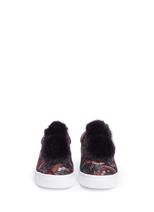 Front View - Click To Enlarge - SAM EDELMAN - 'Leya' pompom floral and bird jacquard flatform sneakers
