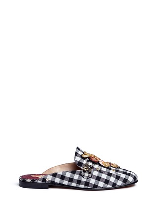 Main View - Click To Enlarge - SAM EDELMAN - 'Pemberly' floral patch gingham check slides