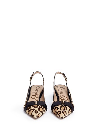 Front View - Click To Enlarge - SAM EDELMAN - 'Alwyn' leopard print calfhair slingback pumps