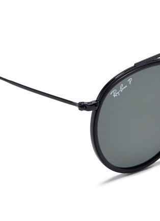 Detail View - Click To Enlarge - RAY-BAN - Metal round polarised sunglasses
