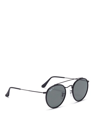 Figure View - Click To Enlarge - RAY-BAN - Metal round polarised sunglasses