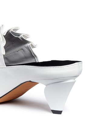 Detail View - Click To Enlarge - GRAY MATTERS - 'Origami' sculptural heel pleated leather mules