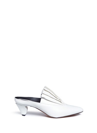 Main View - Click To Enlarge - GRAY MATTERS - 'Origami' sculptural heel pleated leather mules
