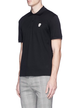 Front View - Click To Enlarge - ALEXANDER MCQUEEN - Skull patch polo shirt