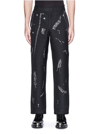 Main View - Click To Enlarge - ALEXANDER MCQUEEN - Chain safety pin fil coupé pants