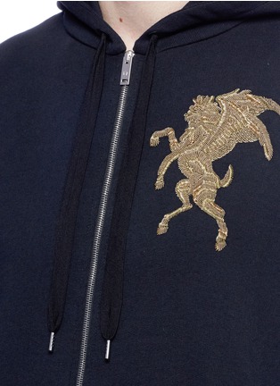 Detail View - Click To Enlarge - ALEXANDER MCQUEEN - Bullion embroidered zip hoodie
