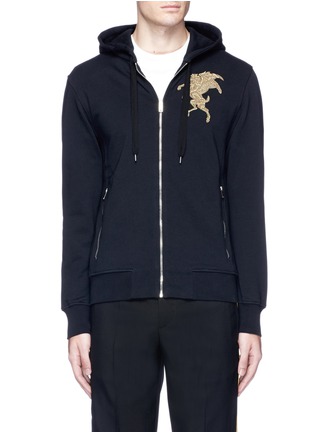Main View - Click To Enlarge - ALEXANDER MCQUEEN - Bullion embroidered zip hoodie