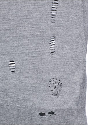 Detail View - Click To Enlarge - ALEXANDER MCQUEEN - Distressed wool-silk cardigan