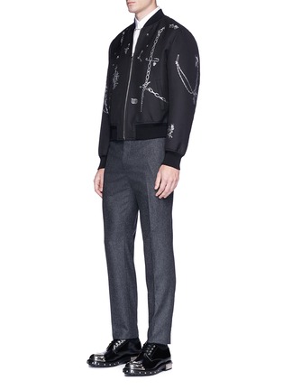 Figure View - Click To Enlarge - ALEXANDER MCQUEEN - Chain safety pin fil coupé bomber jacket