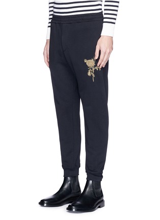 Front View - Click To Enlarge - ALEXANDER MCQUEEN - Bullion rose embroidered sweatpants