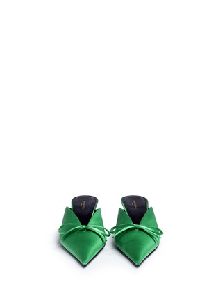 Front View - Click To Enlarge - BALENCIAGA - 'Knife' extreme pointed toe satin mules