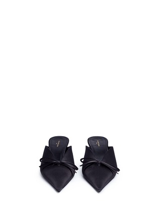Front View - Click To Enlarge - BALENCIAGA - 'KNIFE' EXTREME POINTED TOE SATIN MULES