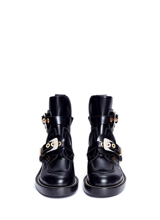 Front View - Click To Enlarge - BALENCIAGA - 'Ceinture' cutout leather Derby boots