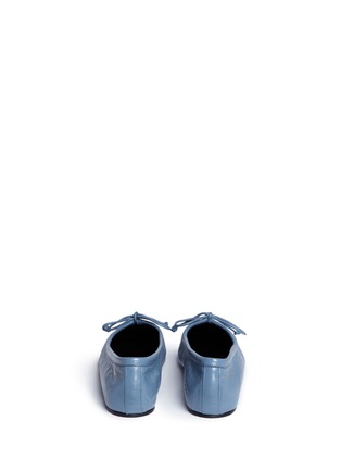 Back View - Click To Enlarge - BALENCIAGA - Square toe crinkled leather ballerina flats