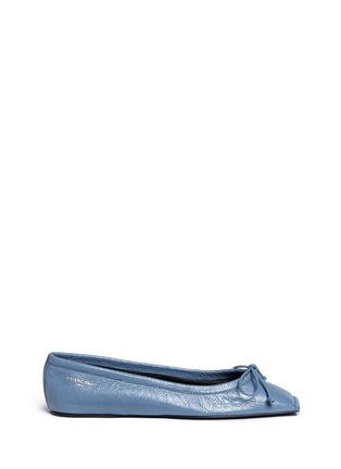 Main View - Click To Enlarge - BALENCIAGA - Square toe crinkled leather ballerina flats