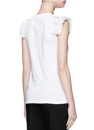 Back View - Click To Enlarge - ALEXANDER MCQUEEN - Pleated shoulder cotton top