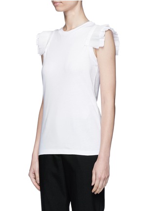 Front View - Click To Enlarge - ALEXANDER MCQUEEN - Pleated shoulder cotton top