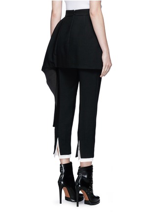 Back View - Click To Enlarge - ALEXANDER MCQUEEN - Side drape peplum cropped pants