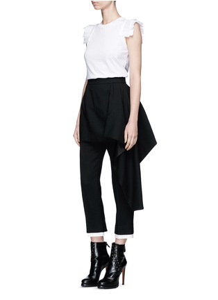 Figure View - Click To Enlarge - ALEXANDER MCQUEEN - Side drape peplum cropped pants