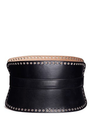 Back View - Click To Enlarge - ALEXANDER MCQUEEN - Eyelet calfskin leather corset belt