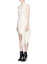 Front View - Click To Enlarge - ALEXANDER MCQUEEN - Side drape sleeveless cady crepe dress
