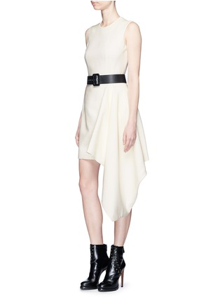 Figure View - Click To Enlarge - ALEXANDER MCQUEEN - Side drape sleeveless cady crepe dress