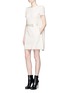 Front View - Click To Enlarge - ALEXANDER MCQUEEN - Structural cape back belted cady crepe dress