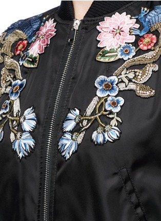 Detail View - Click To Enlarge - ALEXANDER MCQUEEN - Falcon and floral appliqué bomber jacket
