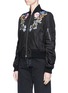 Front View - Click To Enlarge - ALEXANDER MCQUEEN - Falcon and floral appliqué bomber jacket