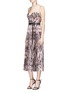 Figure View - Click To Enlarge - ALEXANDER MCQUEEN - Eye belted ruffle marble print silk crépon dress