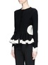 Front View - Click To Enlarge - ALEXANDER MCQUEEN - Textured stretch knit peplum cardigan
