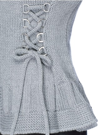 Detail View - Click To Enlarge - ALEXANDER MCQUEEN - Lace-up chunky wool knit cardigan