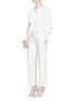 Figure View - Click To Enlarge - ALEXANDER MCQUEEN - Satin outseam wide leg suiting pants